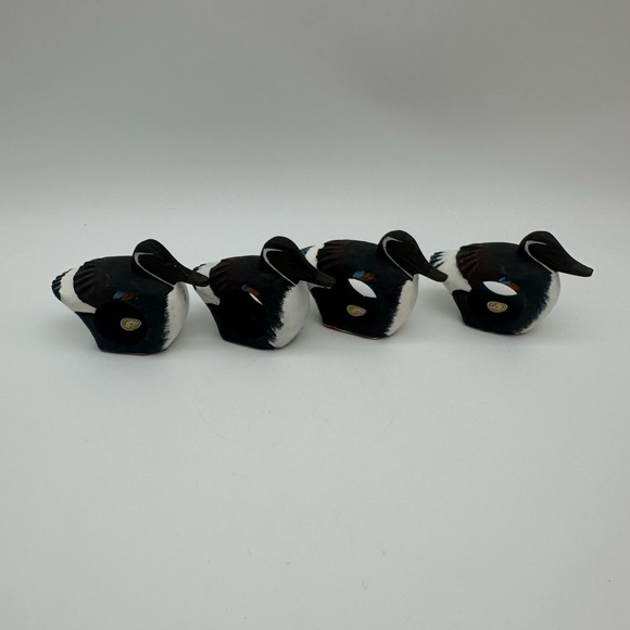 Handmade Other - Set Of 4 Light Wood Hand Painted Duck‎ Napkin Rings